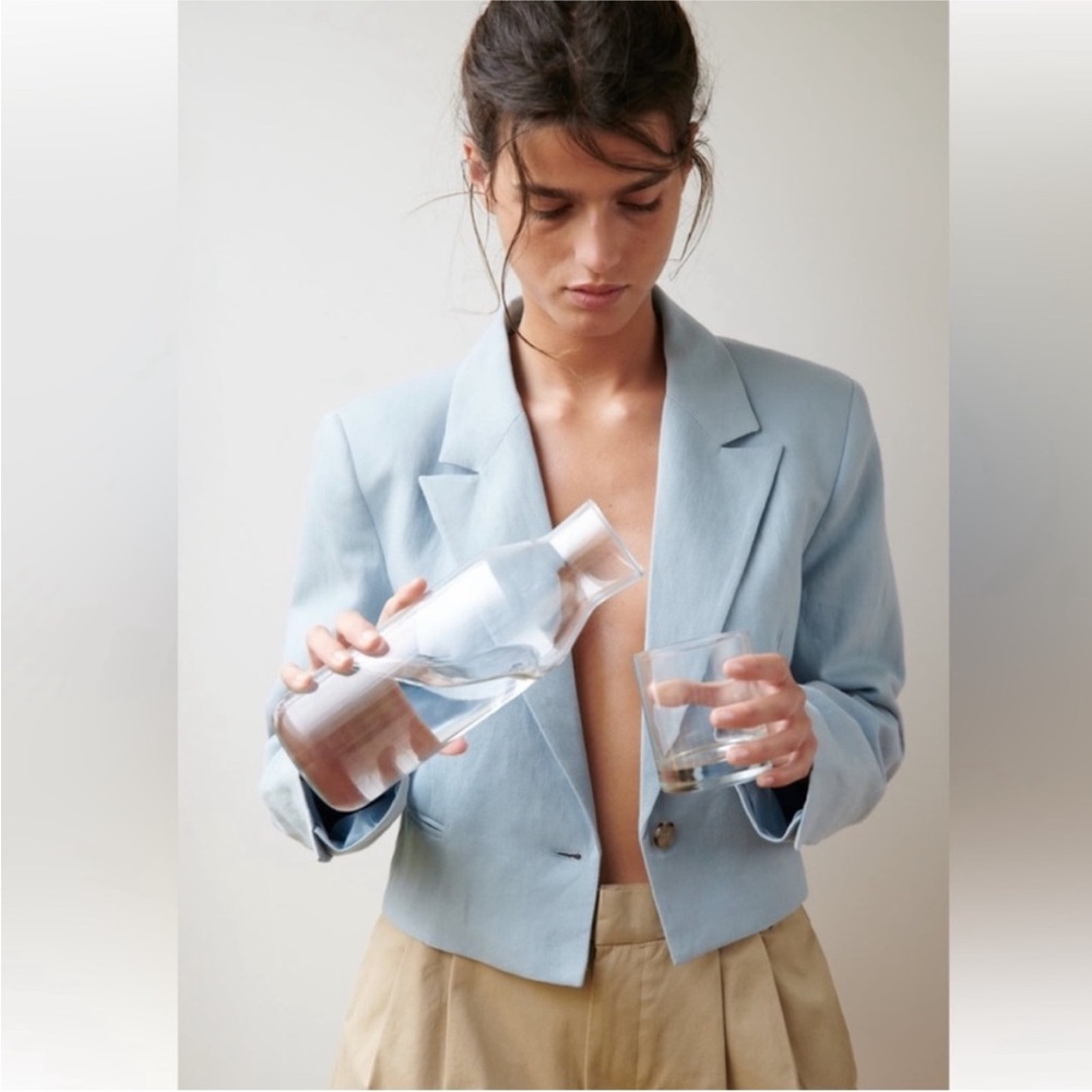 Zara Cropped Blue Blazer - New with Tags